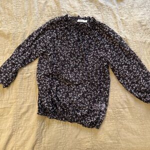 Reitmans | women's small Black and white Floral sheer Blouse with ruffles